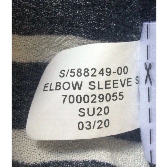 Banana Republic Blouse Women  SZ L Navy White Stripe Balloon Sleeve Top  NWT - Picture 4 of 8